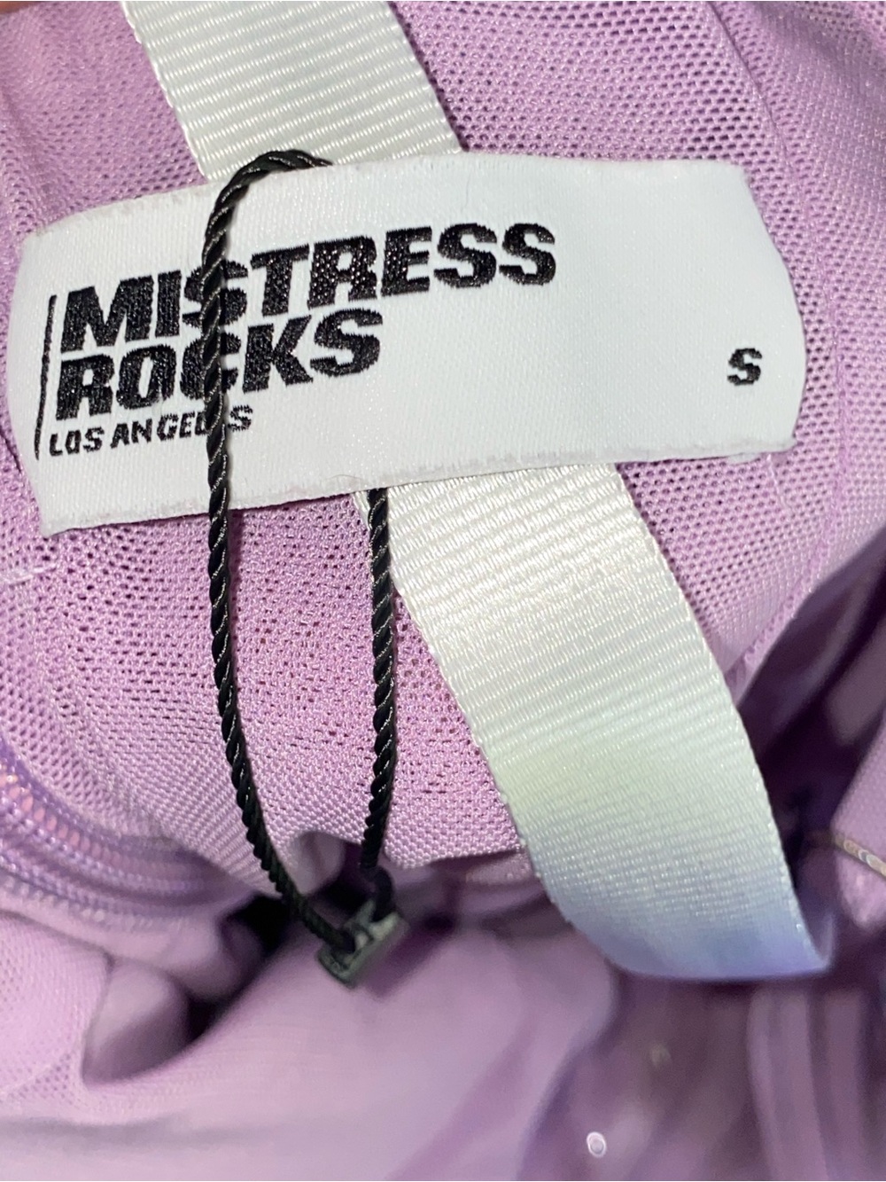 Mistress Rocks 'Lovers' Lilac Cutout Ruched Mesh Mini Dress - Pastel Purple - Picture 5 of 6